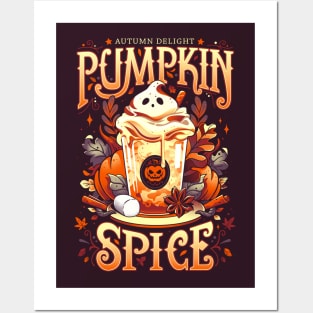 Ghostly Pumpkin Spice - Cute Food Posters and Art